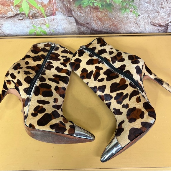 SCHUTZ Leopard Print Calf Hair Stiletto Cap Toe Boots, 7.5B - Picture 12 of 15
